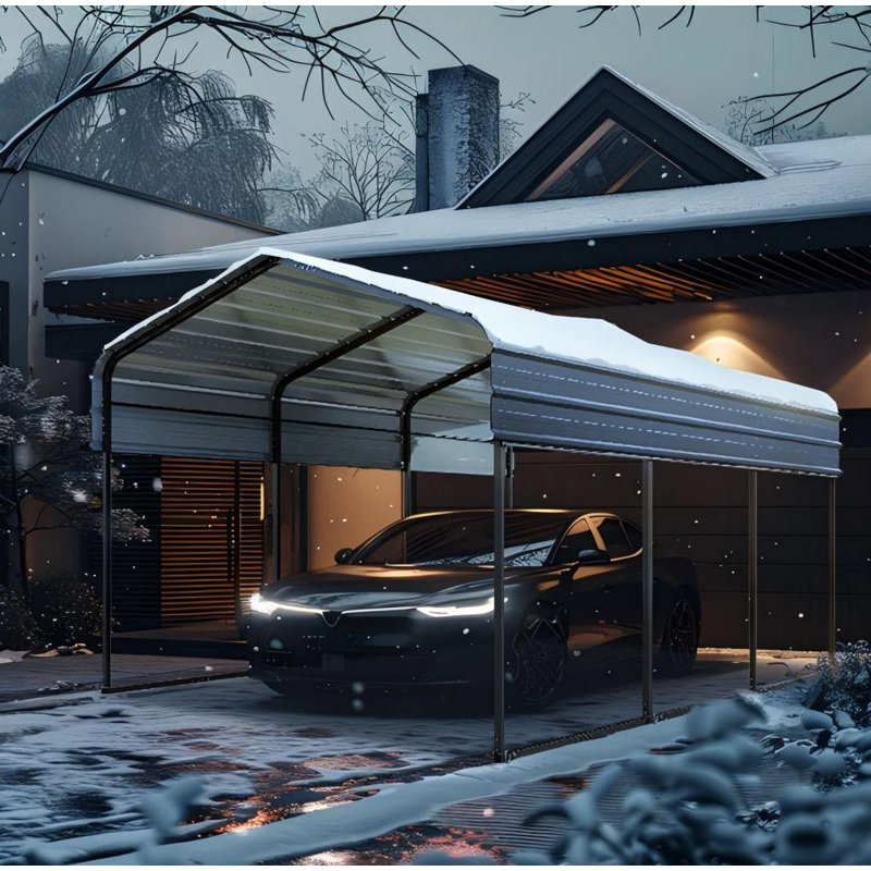 10x15ft Galvanized Steel Carport Heavy Duty - All-Weather Shelter for Cars, Trucks, RV, Snow & UV Protection