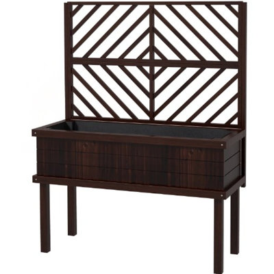 Raised Garden Bed, Elevated Wood Planter with Trellis for Climbing Plants, with Legs and Drainage Holes, Ideal for Outdoor Gardening and Decor