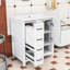 Meuble-lavabo autoportant élégant avec lavabo en céramique et beaucoup de rangement-130039915