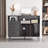 Eco-Friendly Black Record Player Stand with Flip-Top - Wood Vinyl Storage Cabinet with 2-Outlet Power Strip, Drawers & Dustproof Cubbies, Media Console for Living Room/Study