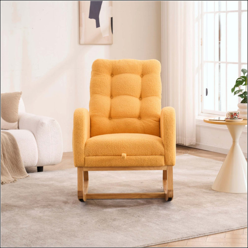 Chaise berçante d'appoint avec repose-pieds, Jaune