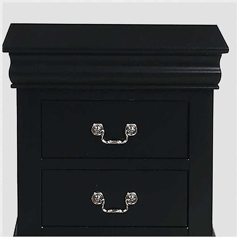 Black 2-drawer Nightstand, Black