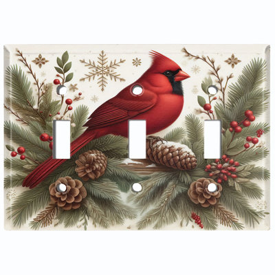 Couvercle de plaque d'interrupteur en métal; Bascule à 3 bandes US standard - Cardinal rouge