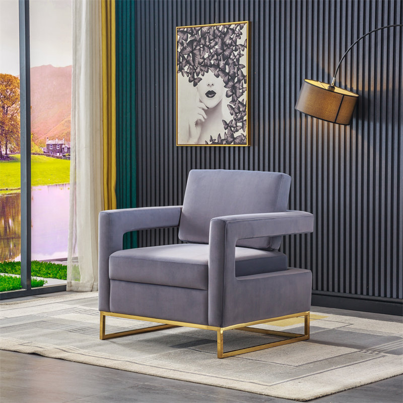 Teagann Upholstered Armchair, Blue Velvet