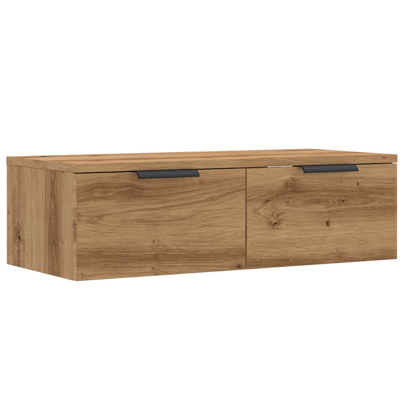 Izzey Unfinished Accent Cabinet with Fireplace Included, Artisan oak