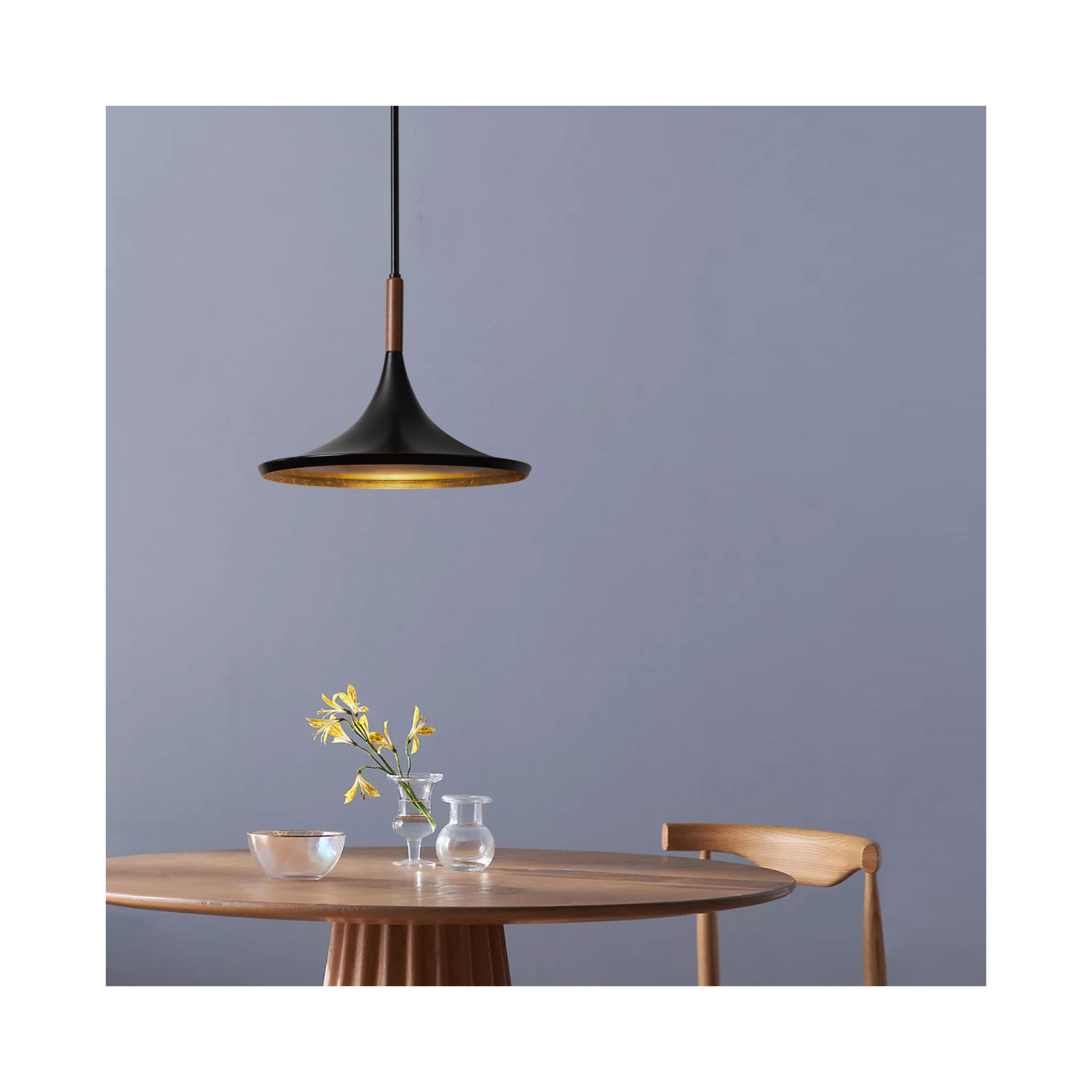 Lodi Pendant Light - Matte Black, Walnut, Large