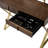 Rectangular Vanity Desk With Mirror, 2 Storage Drawers, Jewelry Tray, Metal Frame, Walnut & Gold Finish And Design Tray