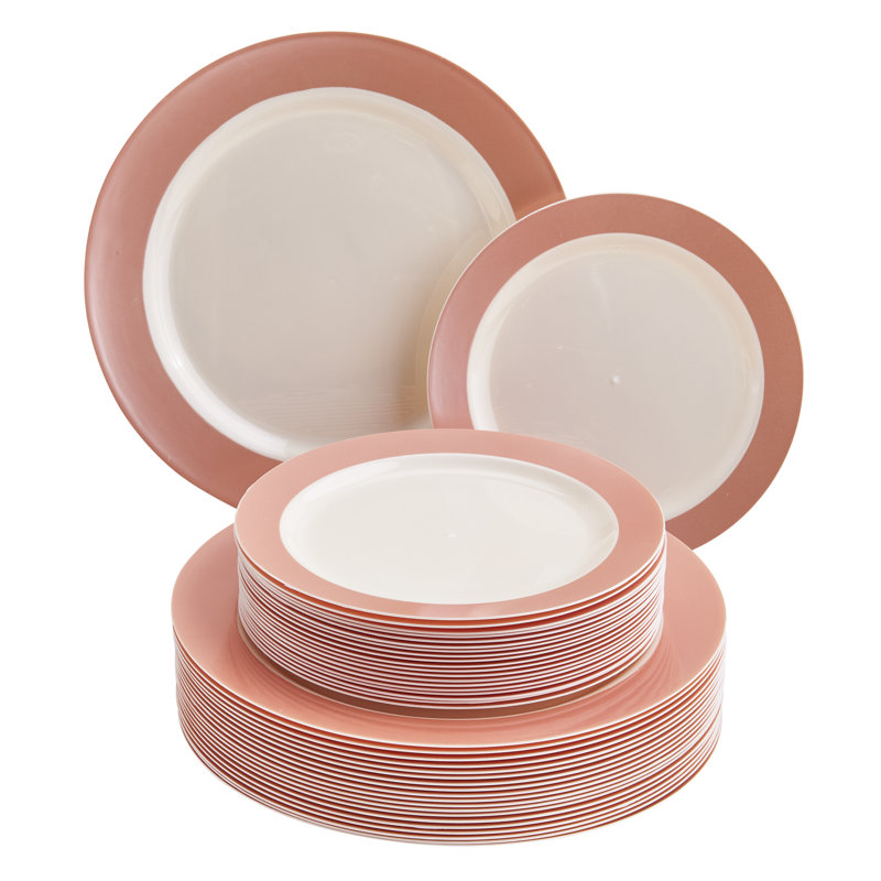 Ensemble de fournitures de partie jetable en plastique à poids lourd, Rosé