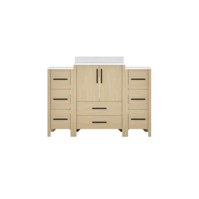 Ensemble de meuble-lavabo autoportant 48 po avec comptoir en céramique, portes à fermeture douce et rangement spacieux 48 po