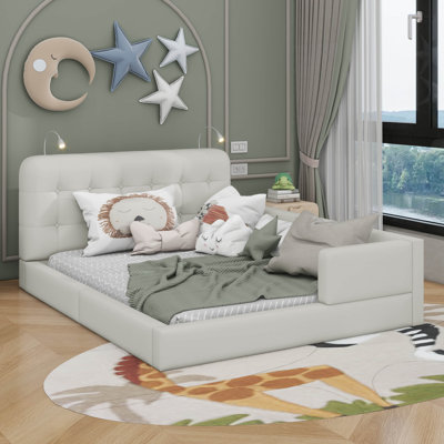 Queen Upholstered Platform Bed With 2 Reading Lights