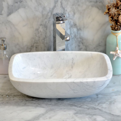 AA Warehousing 11.9'' White Stone Rectangular Bathroom Sink