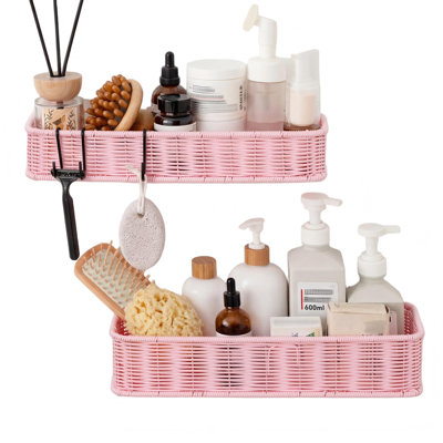 Shower Caddy, Bathroom Shelves for Shower, Waterproof Shower Shelf for Inside Shower, 2-Pack, (Pink)