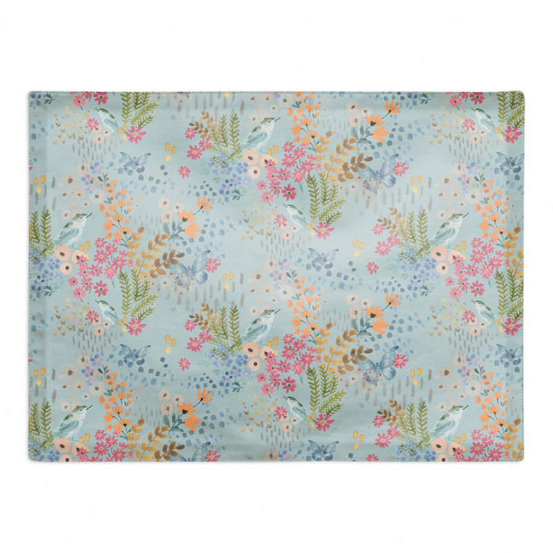 Napperon en coton 14 "Butterfly Bird, Bleu / rose