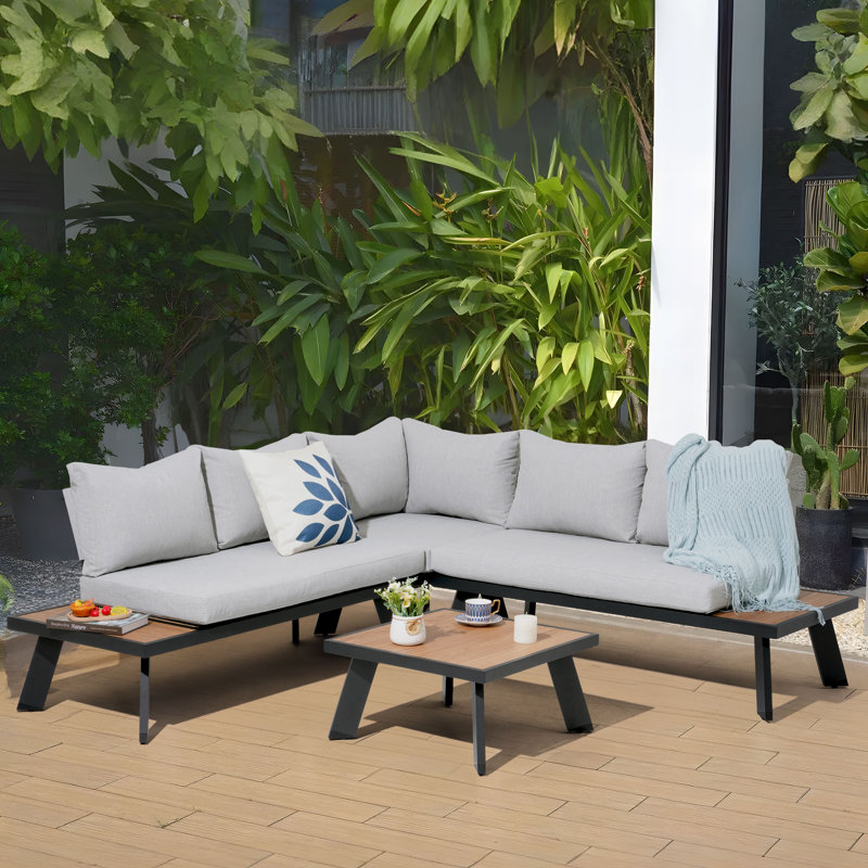 5-person Outdoor Seating Group With Cushions, Light Grey