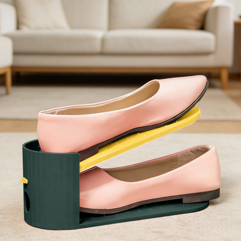 Color Blocking Adjustable Shoe Storage Artifact Shoe Cabinet Storage Shoe Rack Saves Space For Home Use Shoe Storage Double-layer Plastic Shoe Holders
