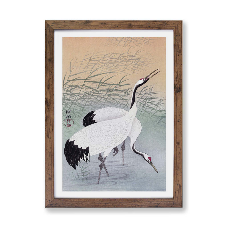 Two Cranes - Framed Print, Walnut, 33cm H x 45cm W x 2cm D