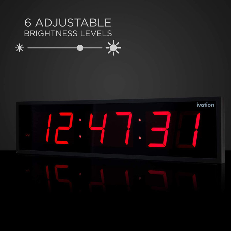 Ivation 24-Inch Red LED Oversized Digital Wall Clock