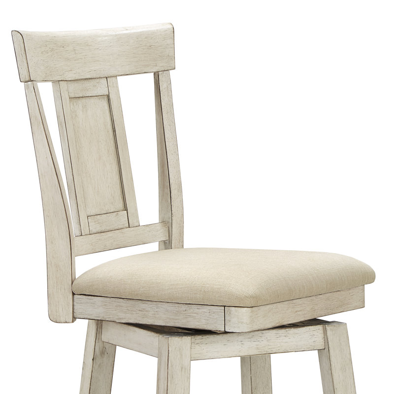 Fortville Swivel Upholstered Counter Stool, Antique White, Bar Stool (30.59” Seat Height)