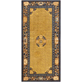 Classic Yellow Gold Color Antique Early 19th Century Chinese Ningxia Rug