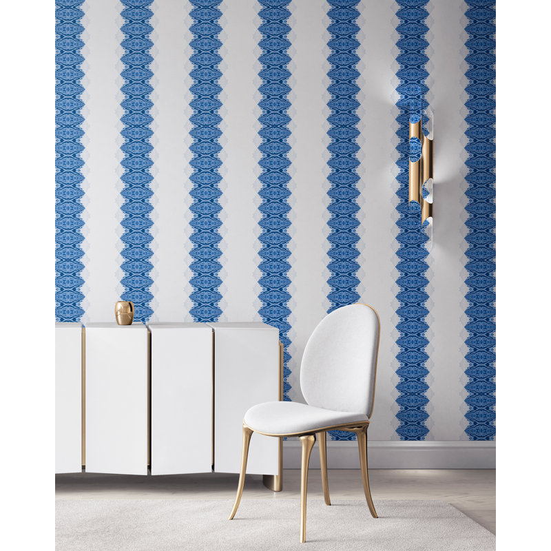 Lou | Surreal Stripe Wallpaper Double Roll, Blue/White