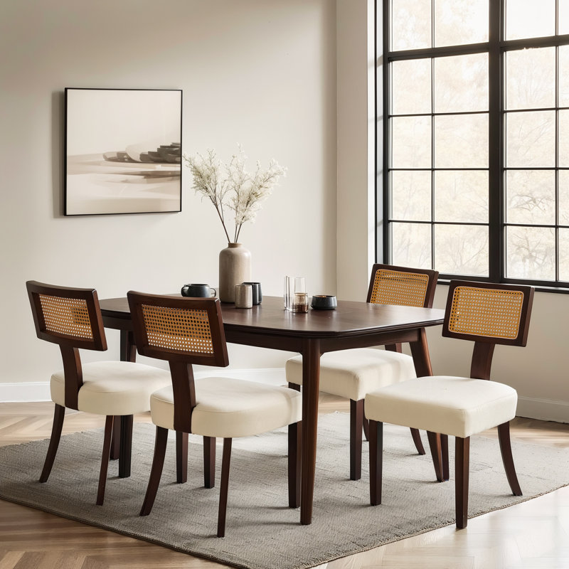Chaise rembourrée Modern, Beige / bois brun foncé
