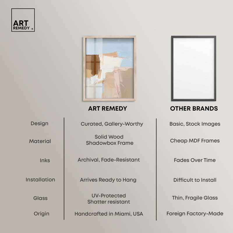 «Earth and Ether Shadowbox Print», art mural moderne par Art Remedy, H 21 po x l 17 po, Crème, crème