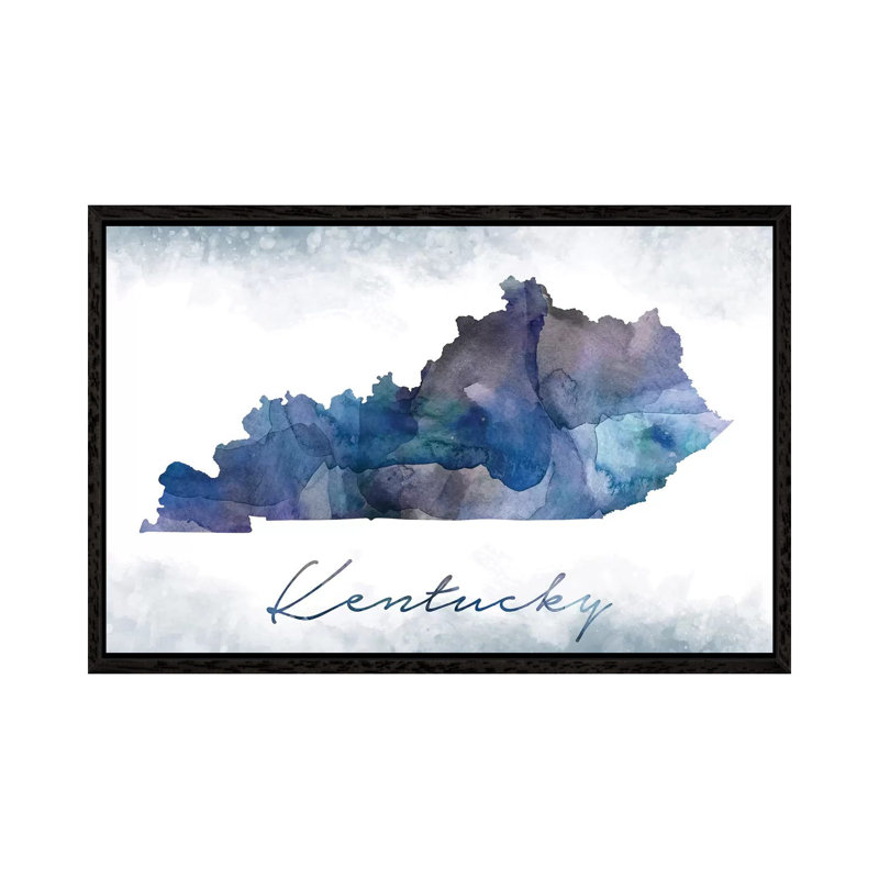 Kentucky State Bluish - Print on Canvas, 66.04 cm H x 45.72 cm W, Black Framed