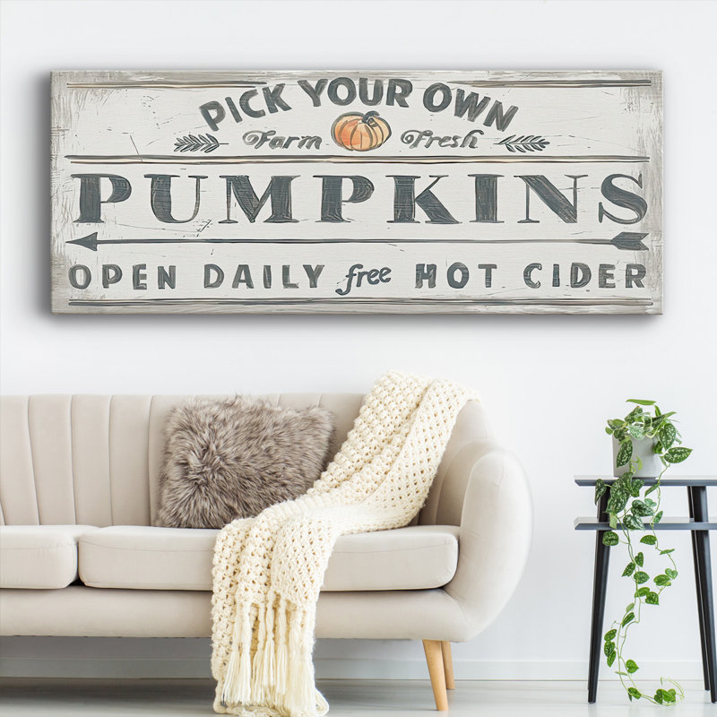 «Pumpkin Patch I», art textuel sur toile, H 8 po x l 20 po x P 1,5 po
