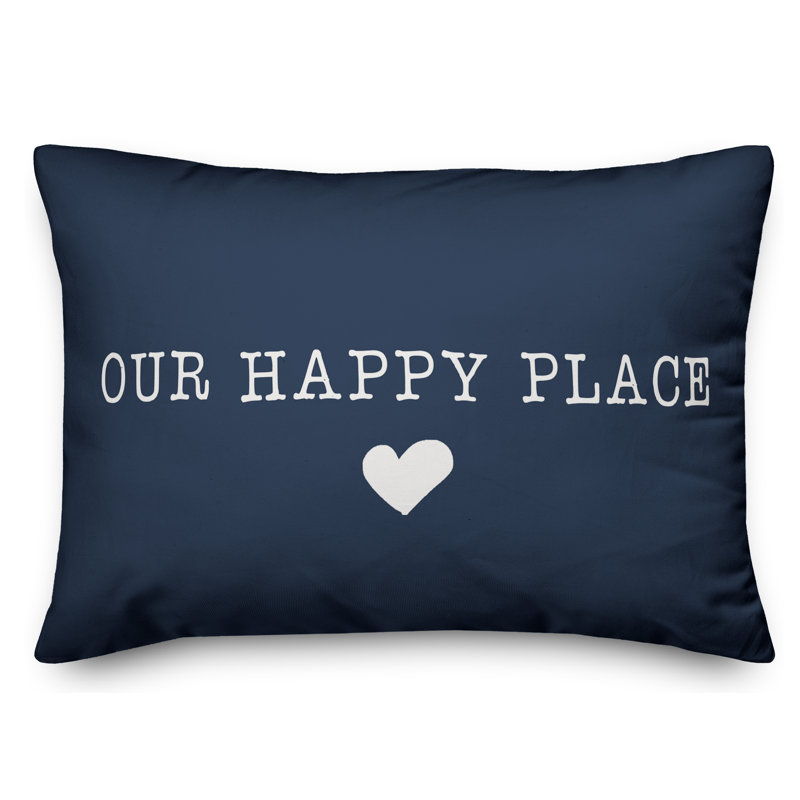 Textual Outdoor Throw Pillow, Navy