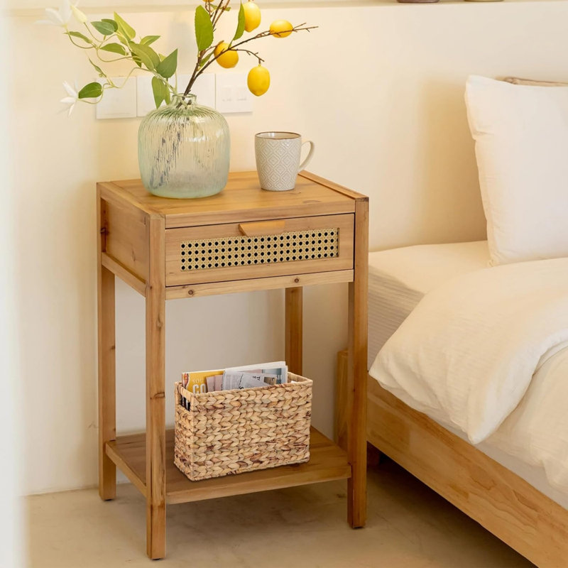 Water Hyacinth Magazine Storage Basket with Handles 40 x 14 x 25 cm, Storage Organizer for Home Office