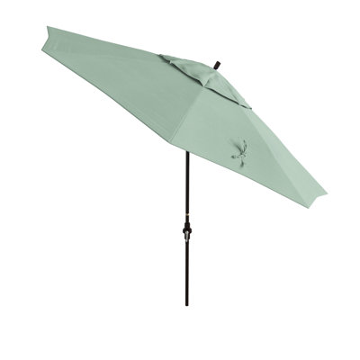 Parasol en bronze 11 pi avec manivelle en aluminium nervuré Sunbrella