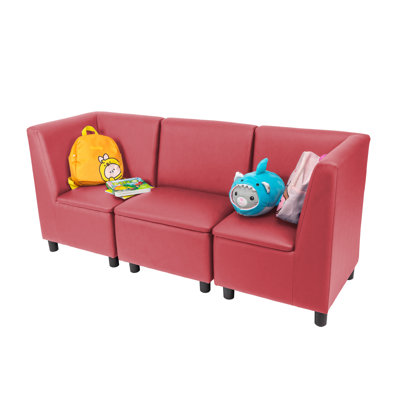 Kid Comfort Collective Modular Sectional, 3-Piece Set - Red
