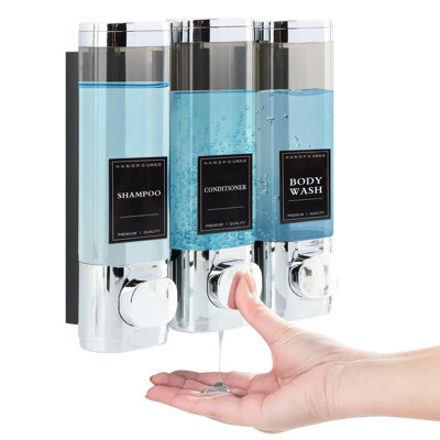 Shampoo And Conditioner Dispenser 3 Chamber No Drill Wall Mounted Shampoo Dispenser For Shower Soap Dispensers Body Wash Dispensers For Bathroom Toilet Hotel Kitchen,Easy Install