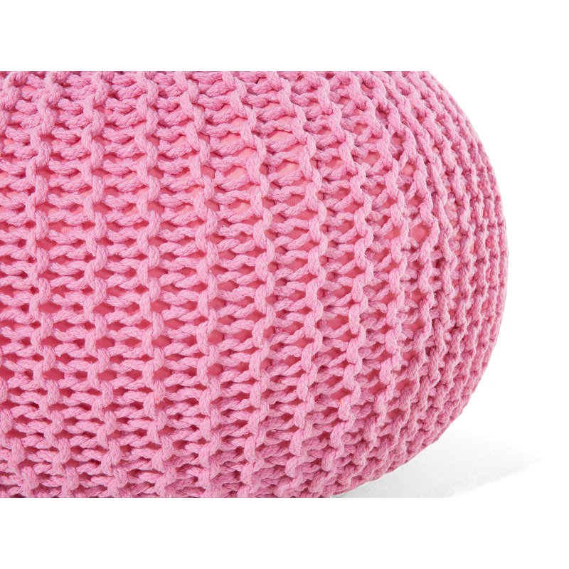 Arne 50cm Wide Round Pouf Ottoman, Pink