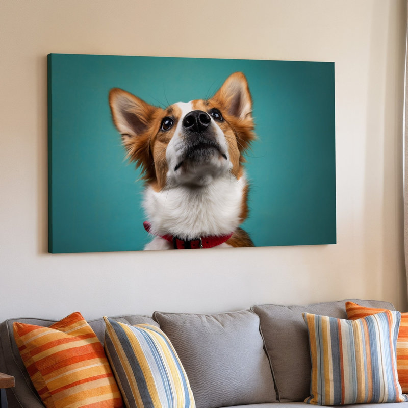 Toile, portrait rapproché d'un chien de race mixte avec art mural, 20" H x 30" W