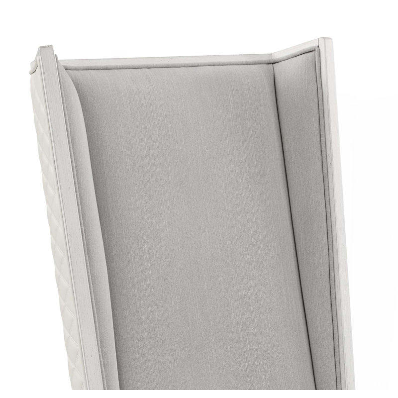 Chaise d'appoint en lin gris clair et blanc vieilli, ensemble de 2