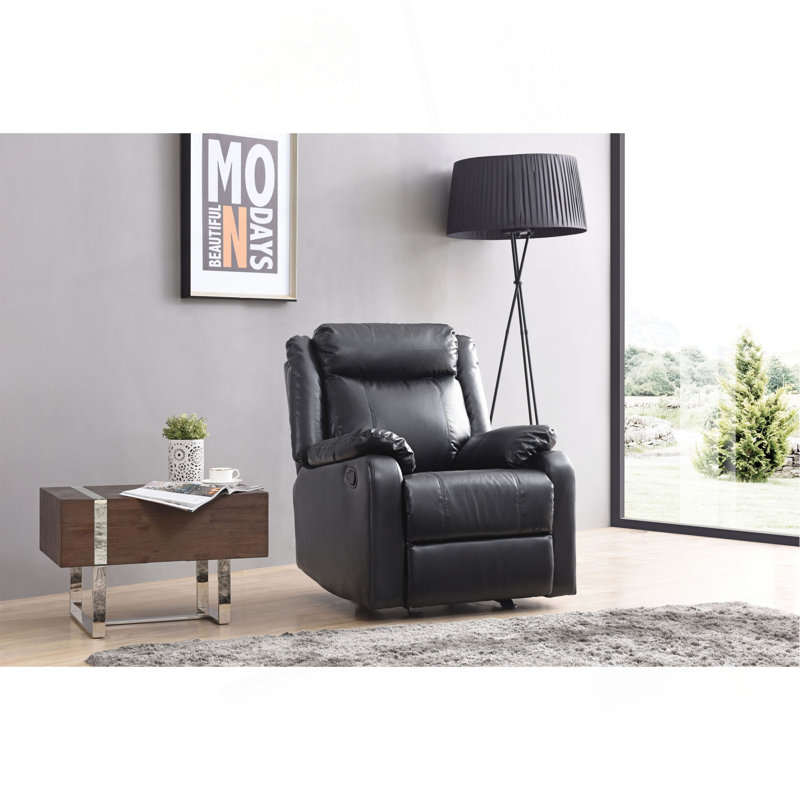 Fauteuil inclinable contemporain noir rembourré, Noir