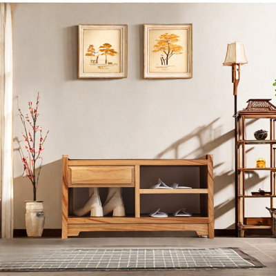 Banc de rangement pour chaussures en bois massif 6 paires