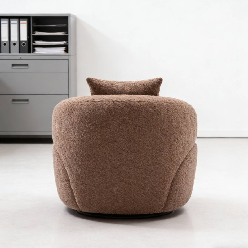 Charming Circle Accent Lounge Chair Enhances Comfort For Bedroom Naps & Living Room Casual Chats, Brown