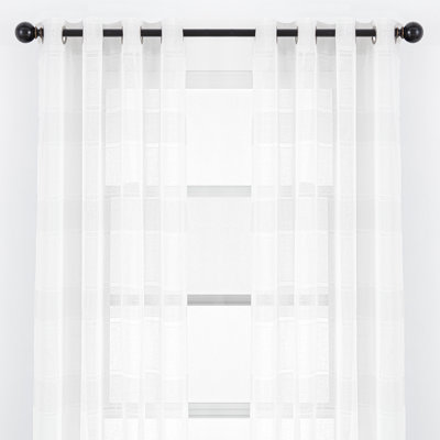 Dellhomme Striped Sheer Grommet Curtain Panels