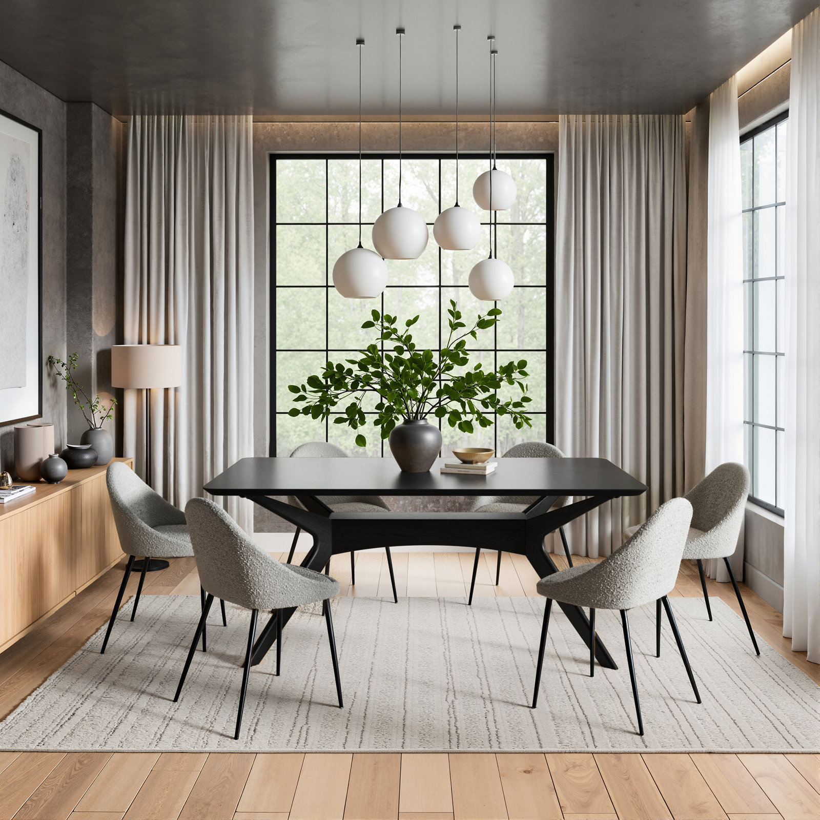 Budapest 71" Oak Dining Table, Black