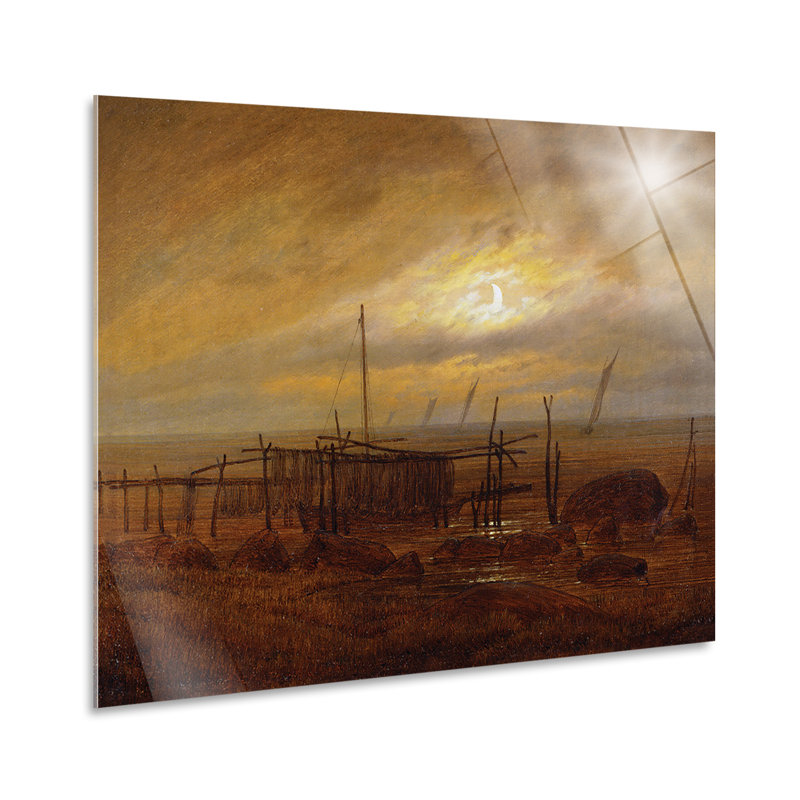 Moonlight Shore by Caspar Friedrich - No Frame Painting, Plastic/Acrylic, 70cm H x 100cm W