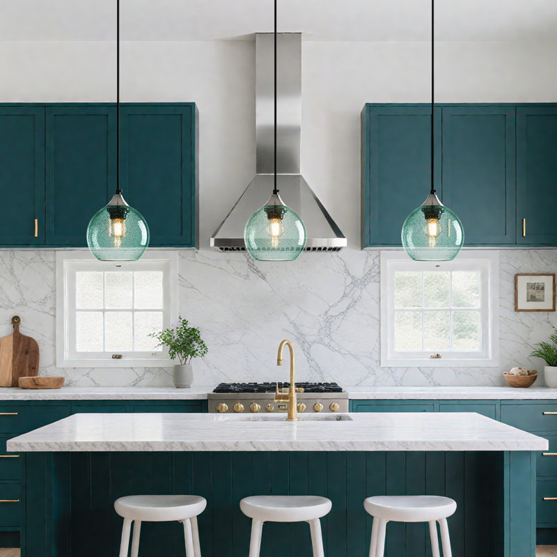 Charolyn 3 - Light Single Pendant Light Globe Pendant Light Fixtures Glass Pendant Lights Kitchen Island Lighting