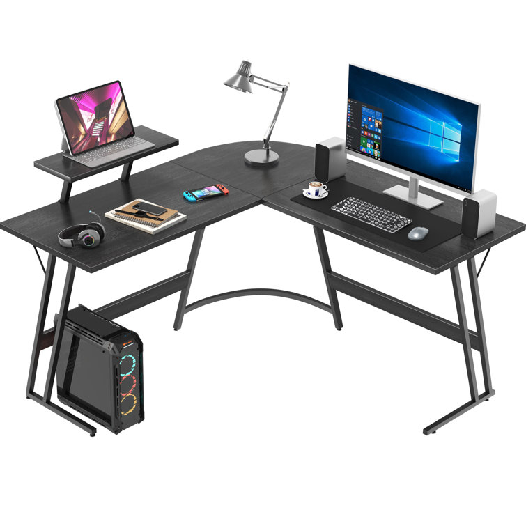 Sherri L Shaped Gaming Computer Desk with Large Monitor Stand