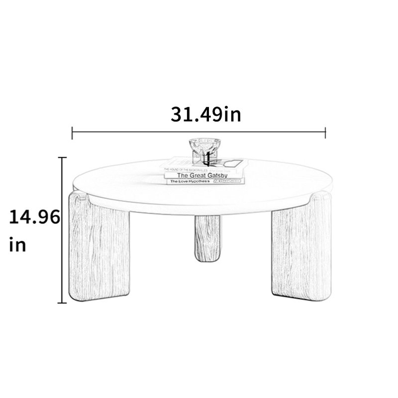 Table basse de style crème, H 14,96 po x L 31,49 po x l 31,49 po