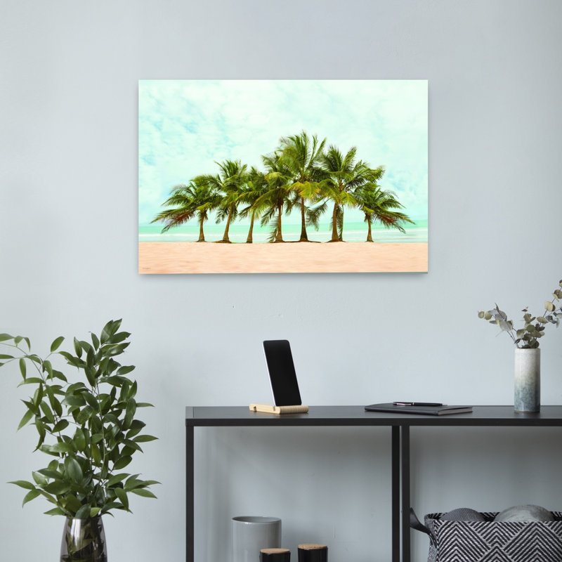 «Playa Fortuna», palmier abstrait, art mural côtier, H 16 po x l 24 po