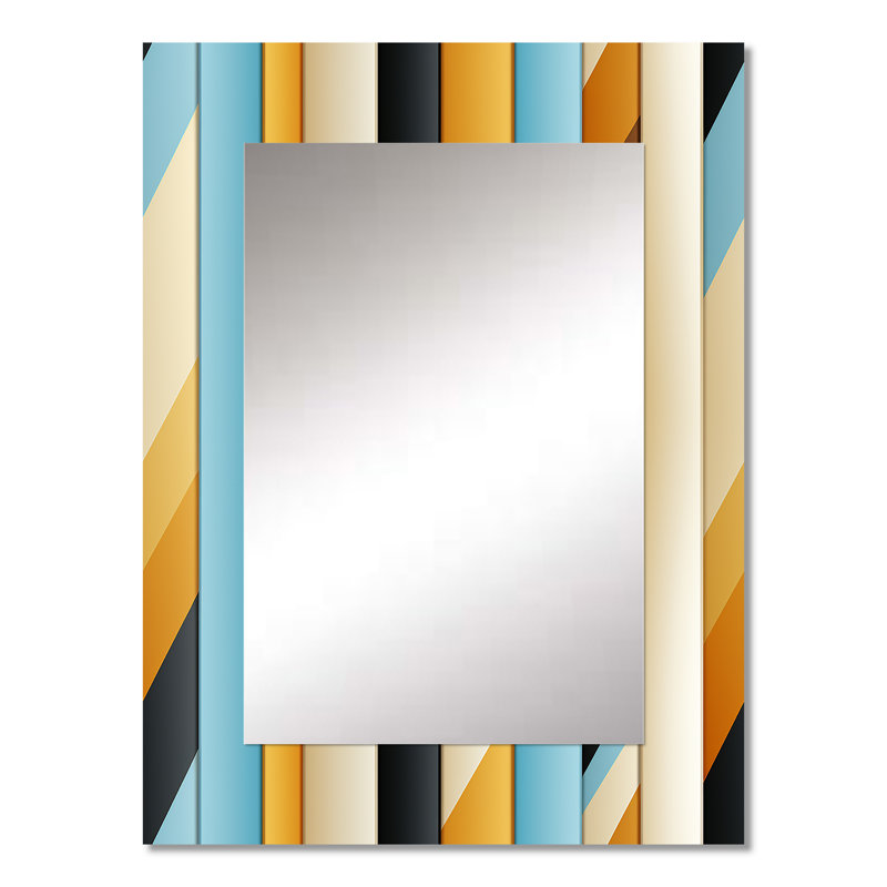 Motif rayé chic urbain Keili - miroir rayé, miroir mural décoratif moderne, impression d'art en métal, 32 po x 24 po