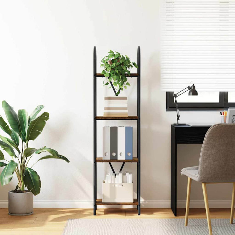 Bookshelf Engineered wood Modern Rectangular Shelving Unit Living Room, Smoked Oak