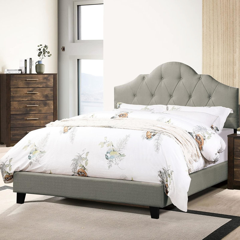 Lit pour très grand lit oriental, tête de lit tapissier réglable, polyfibre grise, lit en bois gris