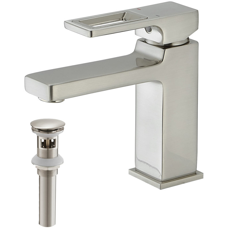 Single-Hole Single-handle Bathroom Faucet with Drain Assembly, Brushed Nickel, Deck Plate Included